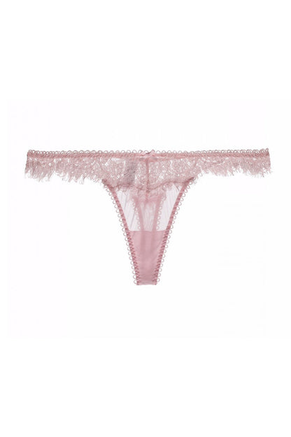 Pink Guipure Lace Corset Panty Lingerie Thong