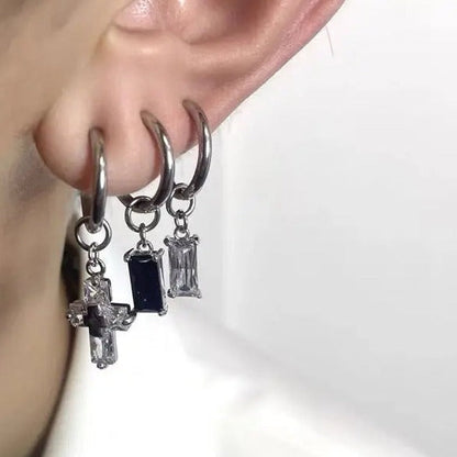 Free Shipping For 'Ice Cubes' Unisex Zircon Cross Earrings Set