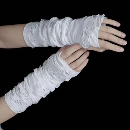 Free Shipping For 'Innocence' White Ripped Grunge Gloves