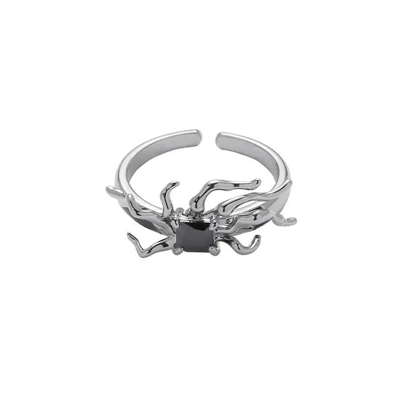 Free Shipping For 'Instinctions' Adjustable Silver Spider Rings Set