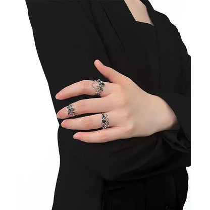 Free Shipping For 'Instinctions' Adjustable Silver Spider Rings Set