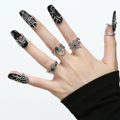 Free Shipping For 'Instinctions' Adjustable Silver Spider Rings Set