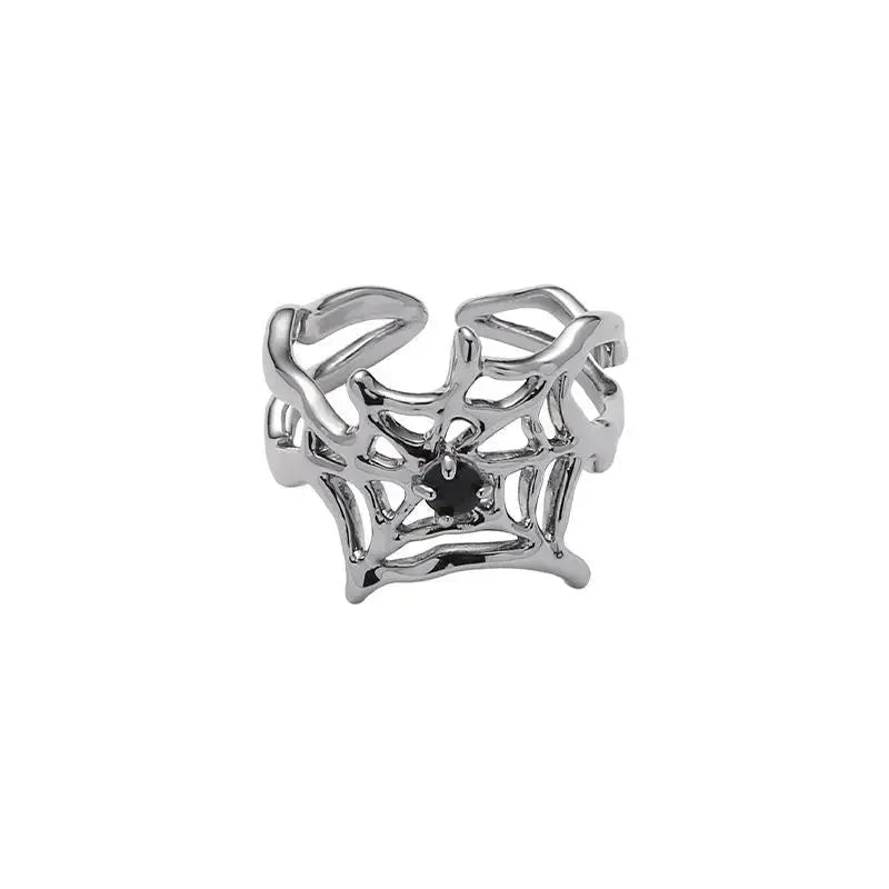 Free Shipping For 'Instinctions' Adjustable Silver Spider Rings Set