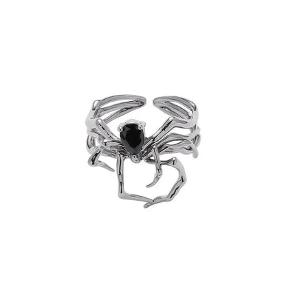 Free Shipping For 'Instinctions' Adjustable Silver Spider Rings Set