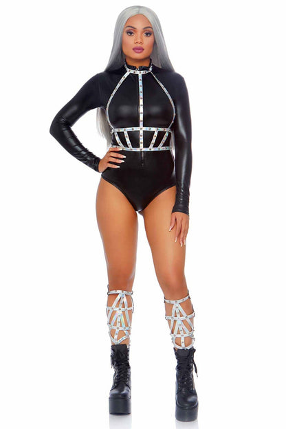 Free Shipping For Iridescent Studded Vinyl Body Harness