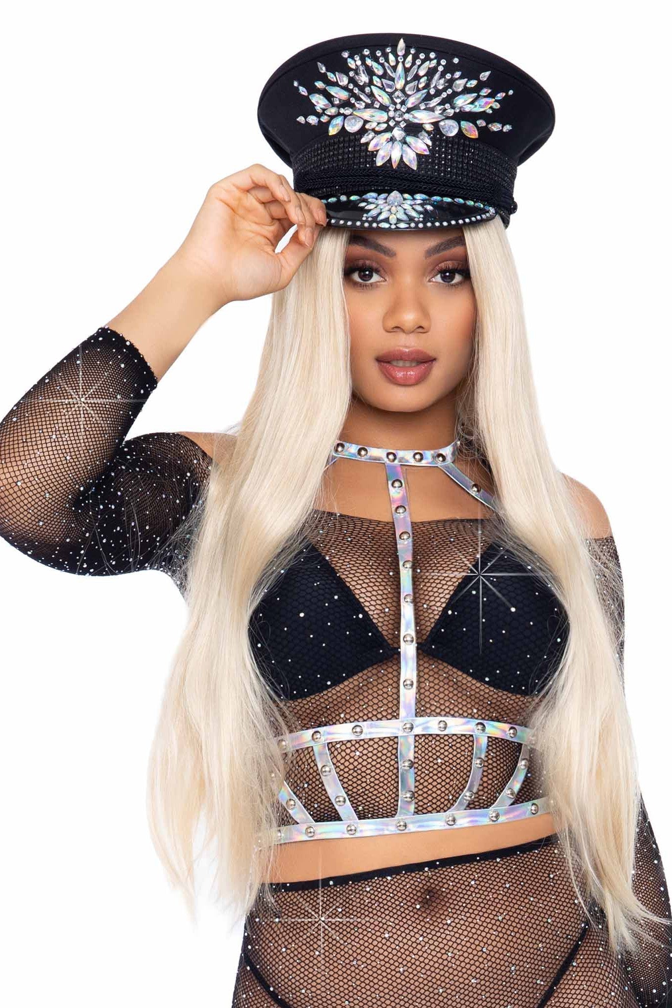 Free Shipping For Iridescent Studded Vinyl Body Harness