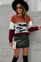 Color Block Animal Print Sweater