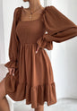 Shirred Ruffle Hem Dress