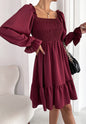 Shirred Ruffle Hem Dress