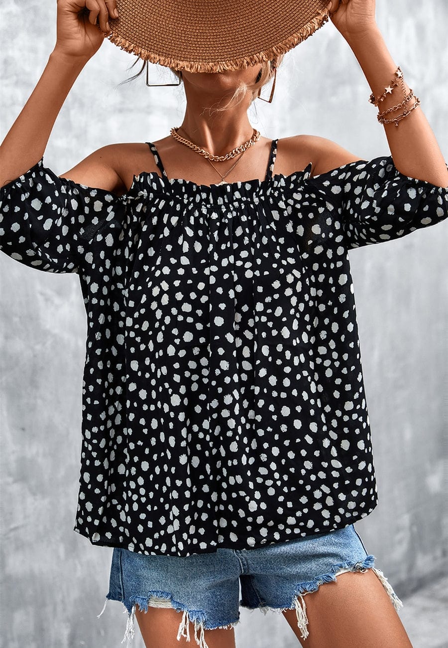 Cheetah Print Cold Shoulder Blouse