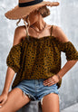 Cheetah Print Cold Shoulder Blouse