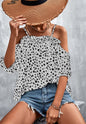 Cheetah Print Cold Shoulder Blouse