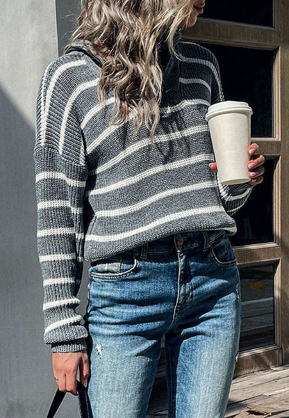 Drop Shoulder Collared Sweater