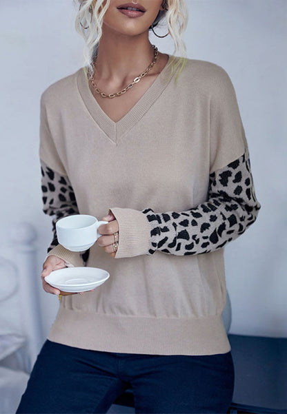 Cheetah Two Tone Drop Shoulder Sweater