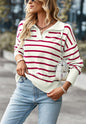 Collared Striped Print Sweater