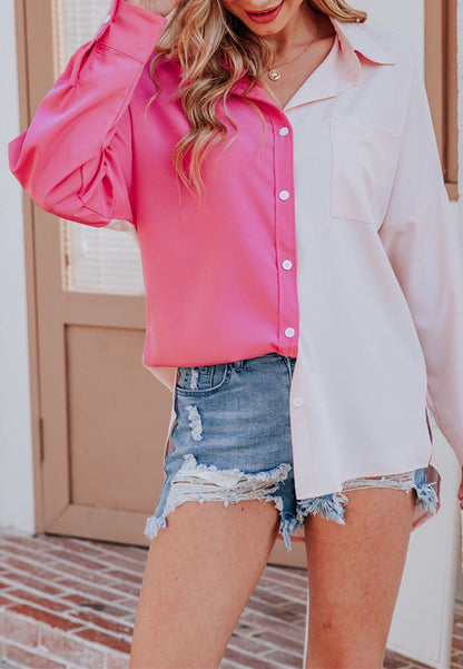 Classic Color Block Button Down Shirt