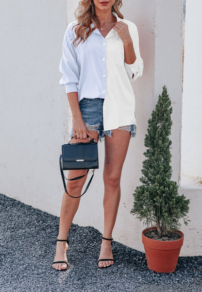 Classic Color Block Button Down Shirt