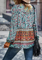 Multicolor V Neck Boho Blouse