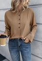 Round Neck Contrast Button Blouse