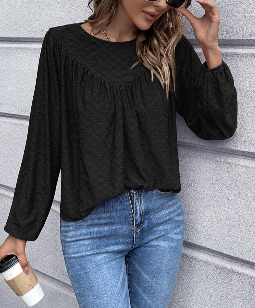 Eyelet Triangle Detail Blouse