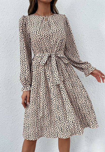 Cheetah Print Pleated Fall Dress