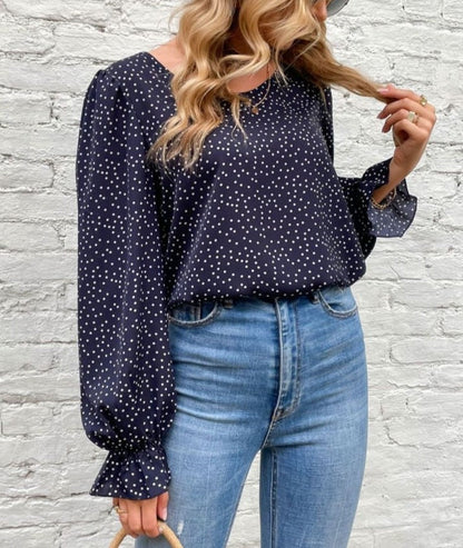 Animal Print Puff Sleeve Blouse