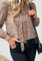 Tie Neck Animal Print Blouse