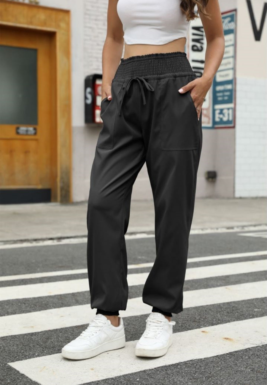 Shirred Waist Jogger Pants