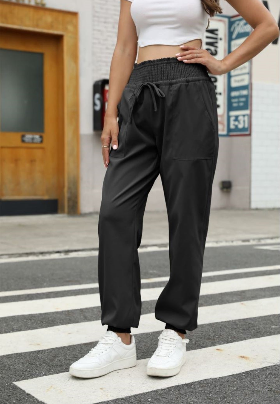 Shirred Waist Jogger Pants