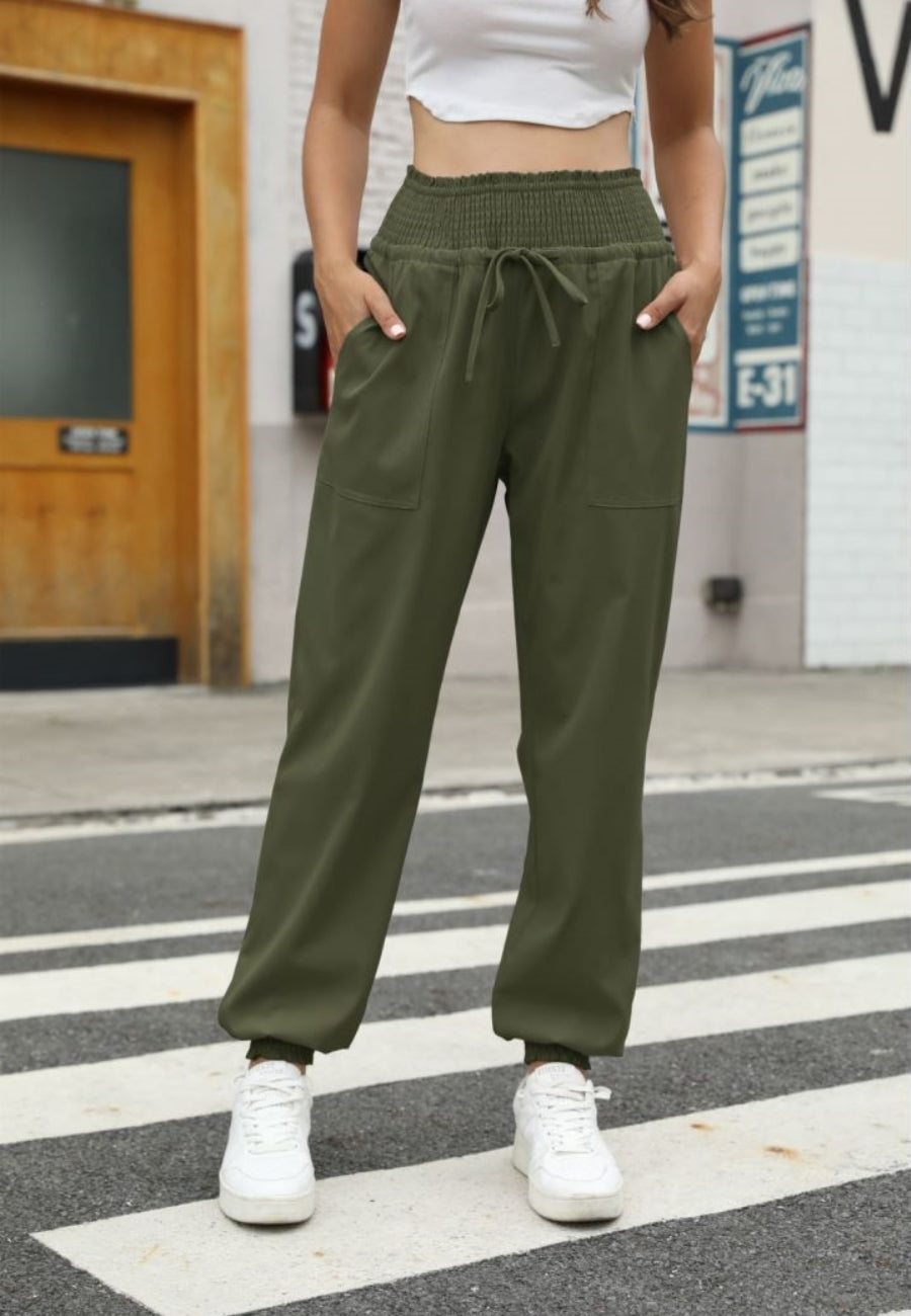 Shirred Waist Jogger Pants