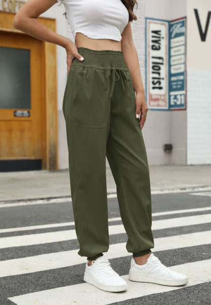 Shirred Waist Jogger Pants