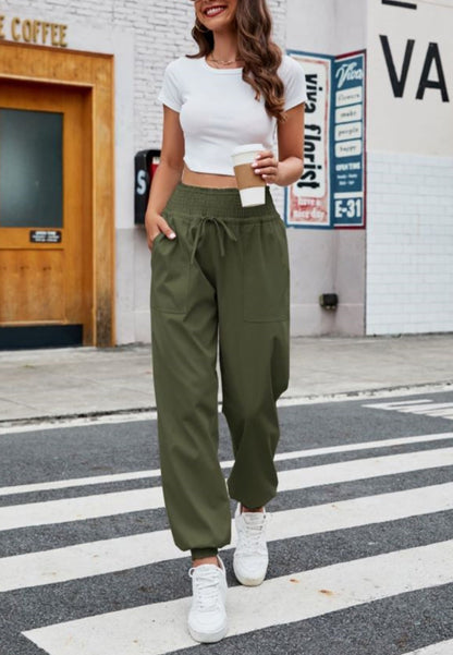 Shirred Waist Jogger Pants