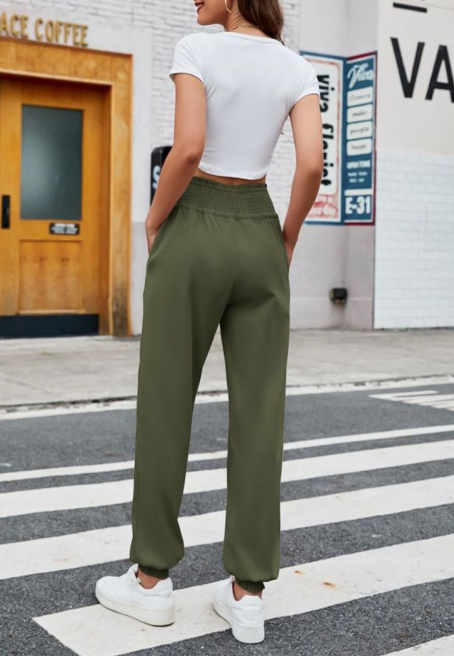 Shirred Waist Jogger Pants