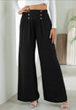 Button Detail Shirred Waist Pants