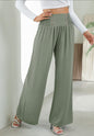 Button Detail Shirred Waist Pants