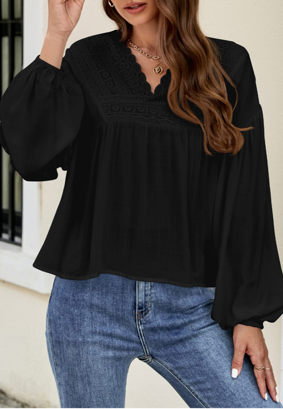 Crochet Trim Bohemian Blouse