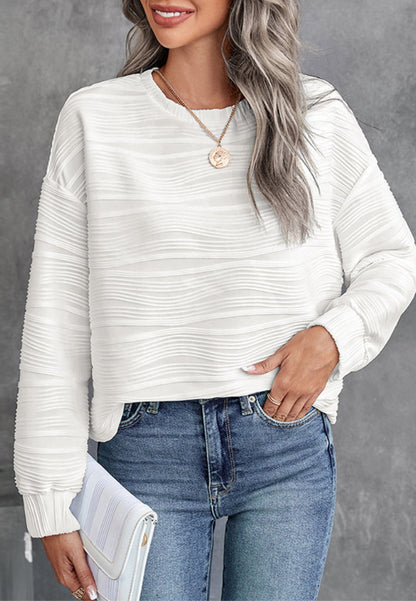 Round Neck Wavy Textured Sweater