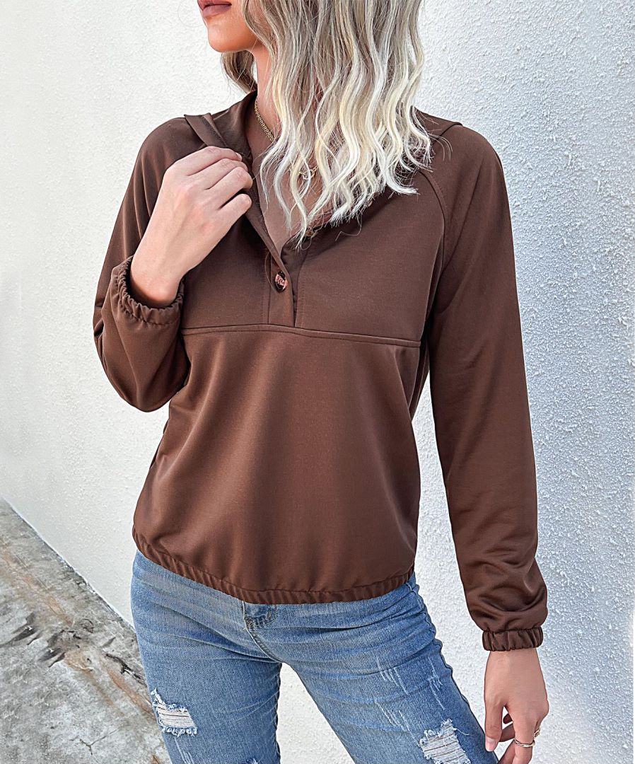 Half Button Hooded Sweatshirt