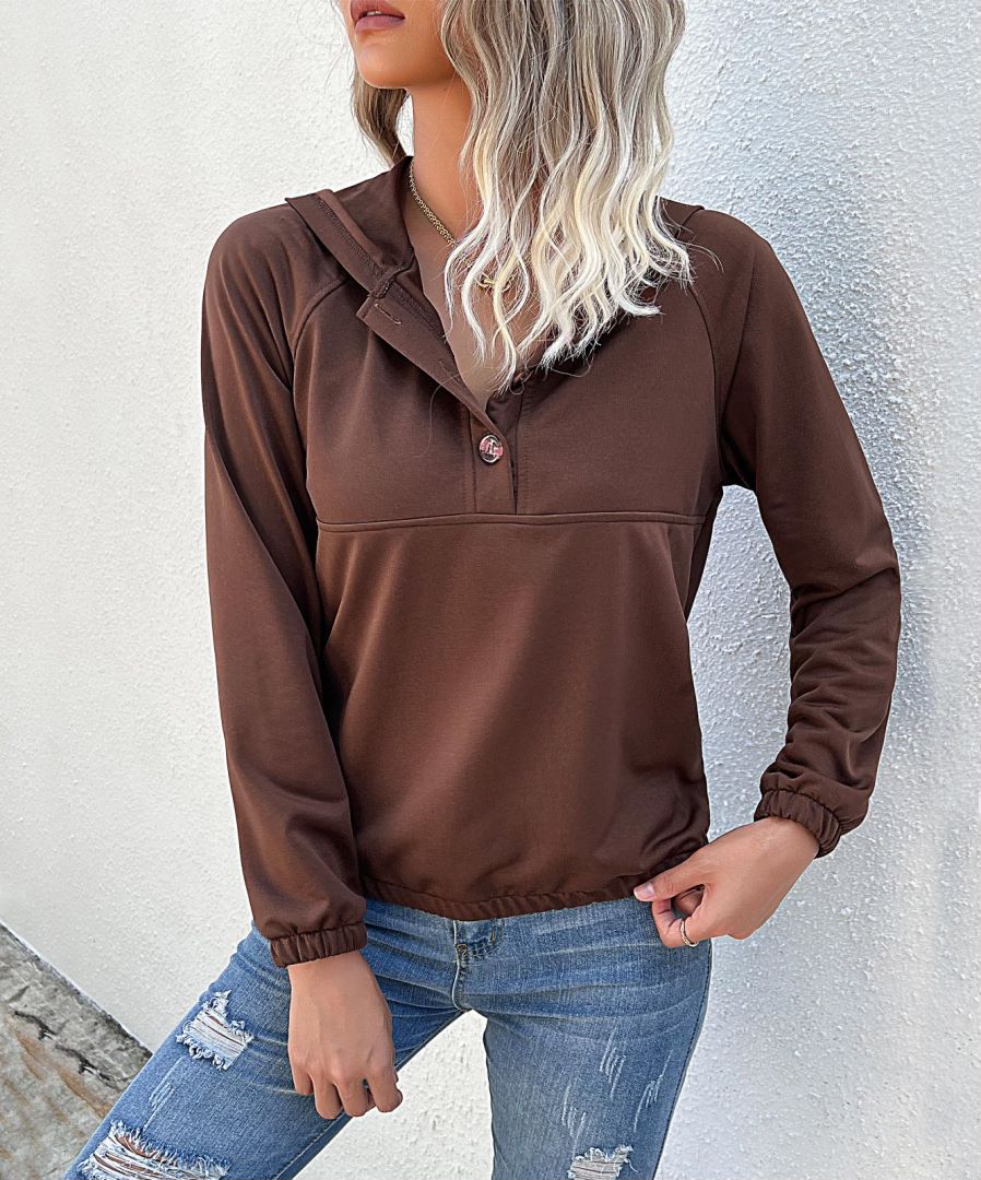 Half Button Hooded Sweatshirt