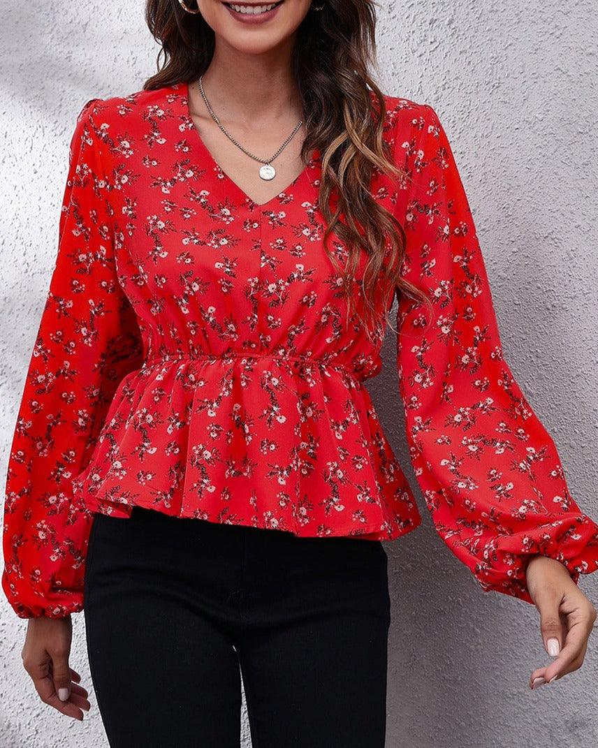 Floral Print Peplum Blouse