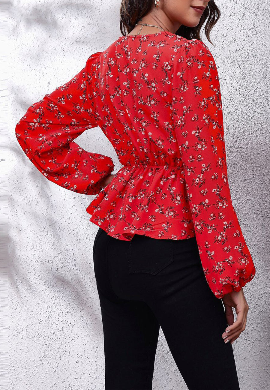 Floral Print Peplum Blouse