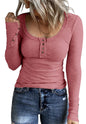 Ribbed Knit Fitted Henley Top