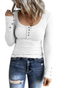 Ribbed Knit Fitted Henley Top