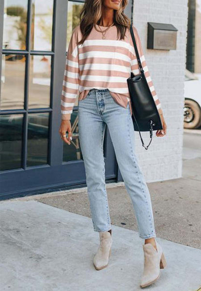 Classic Striped Patch Pocket Sweater