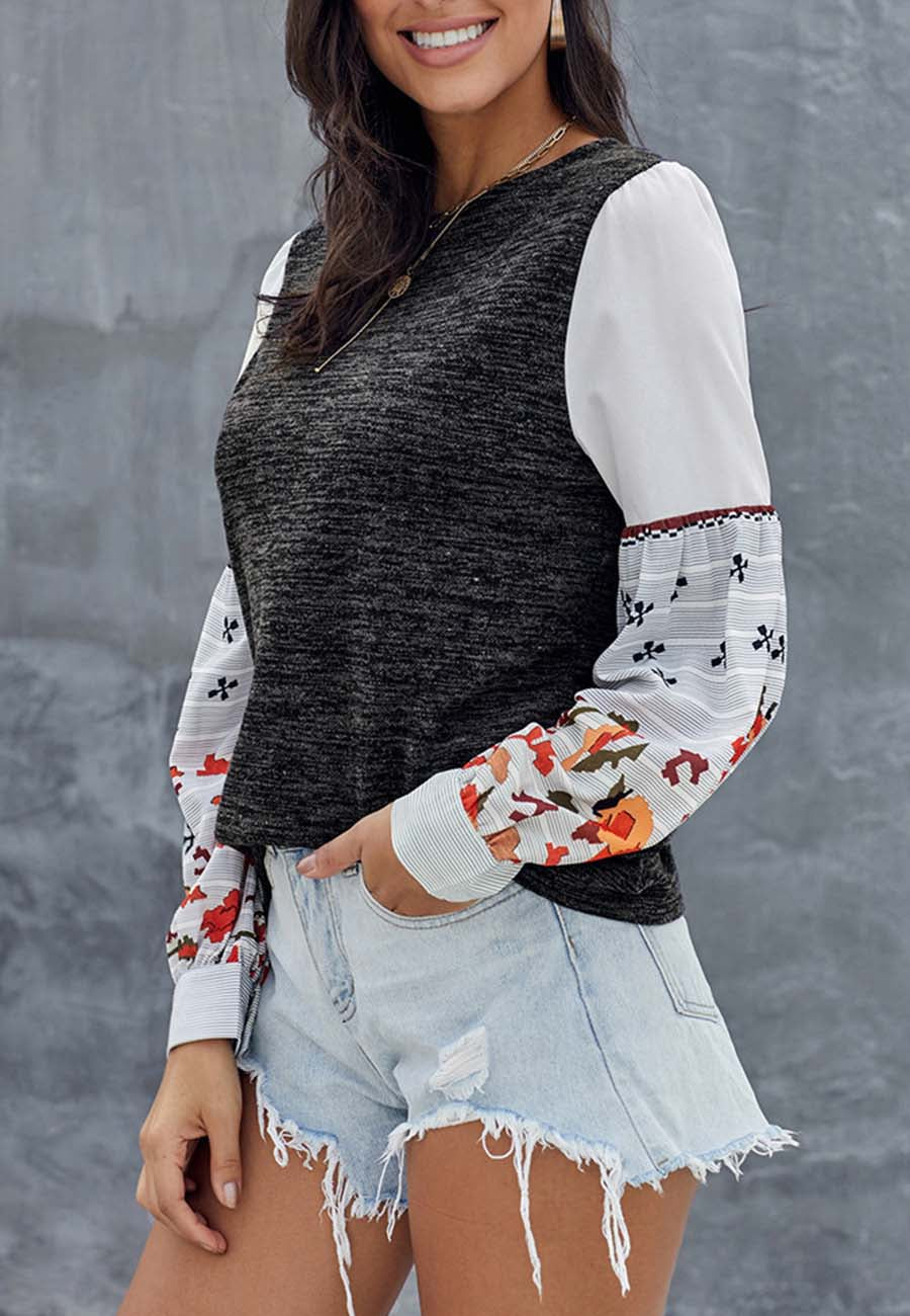 Color Block Mixed Print Sweater