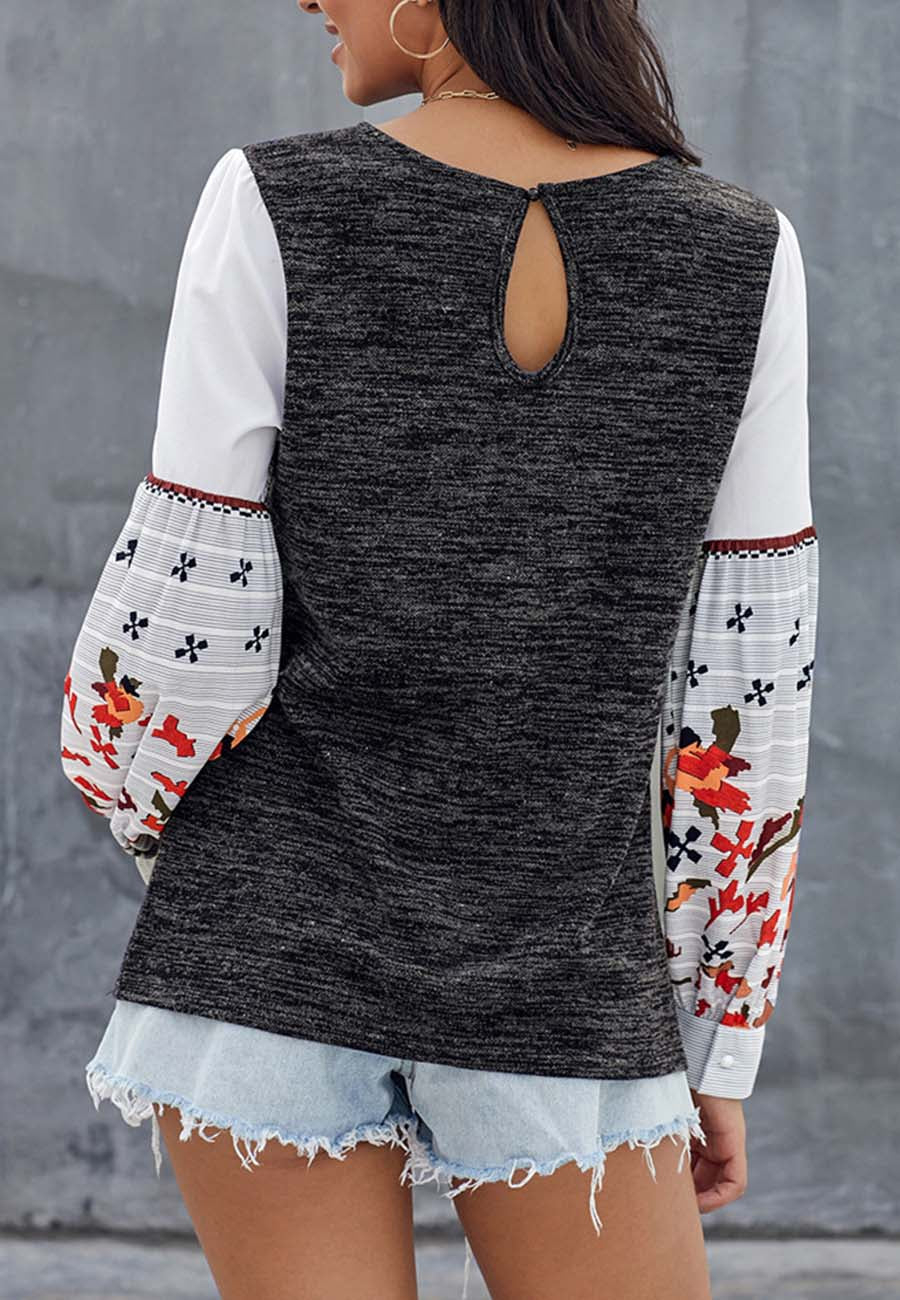 Color Block Mixed Print Sweater