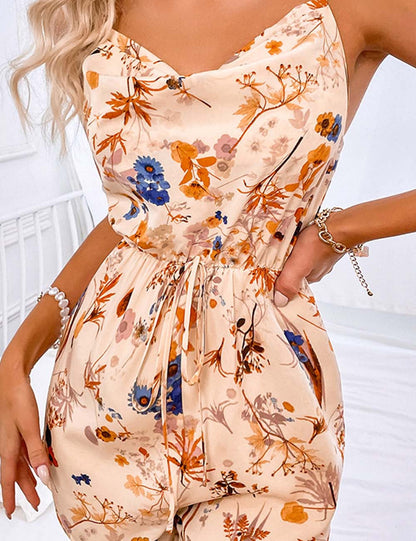 Cowl Neck Dainty Floral Romper