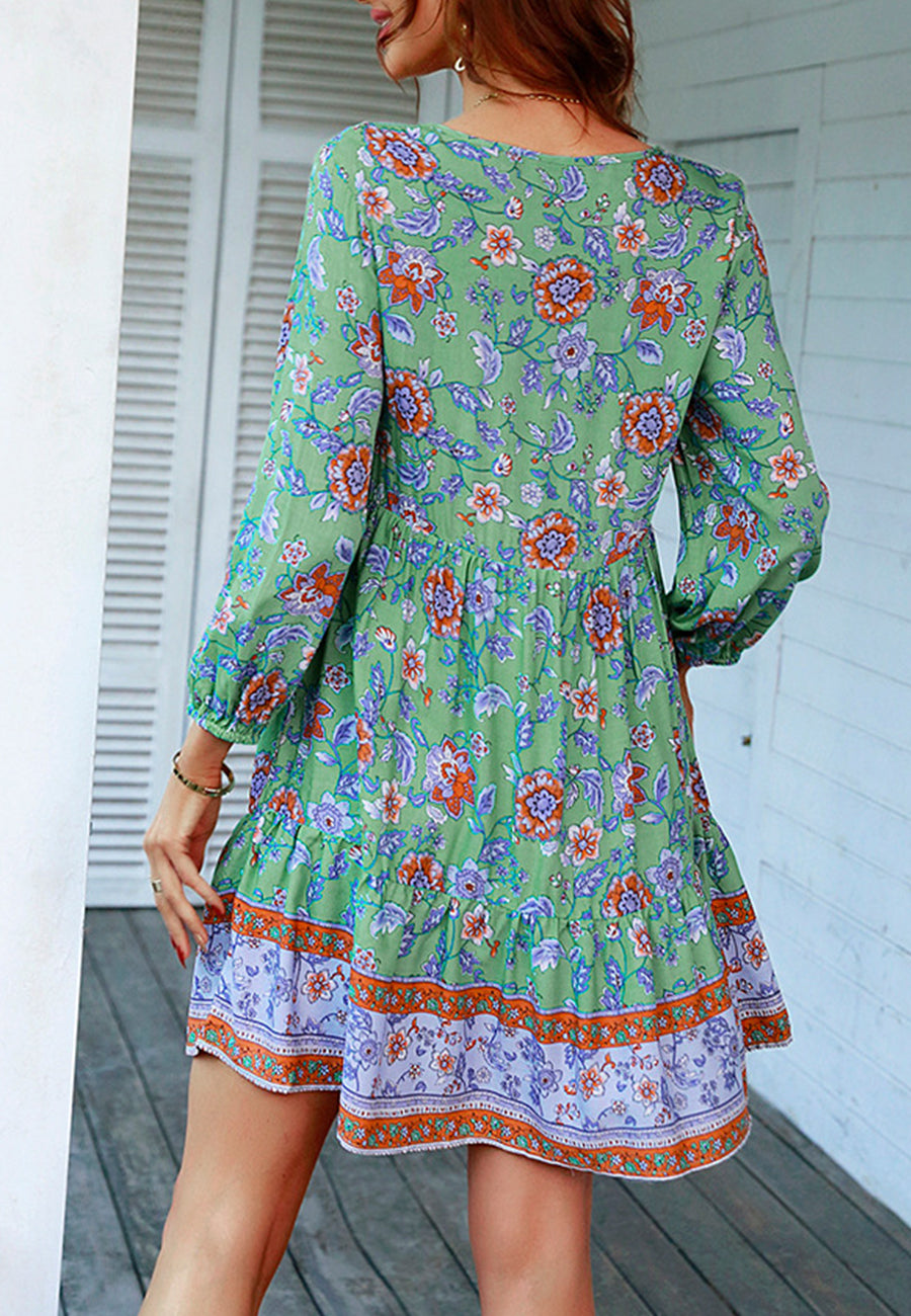 Tassel Tie Floral Boho Dress