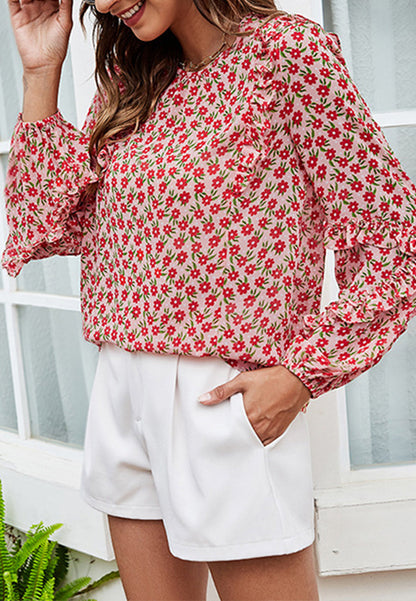 Floral Ruffle Long Sleeve Blouse