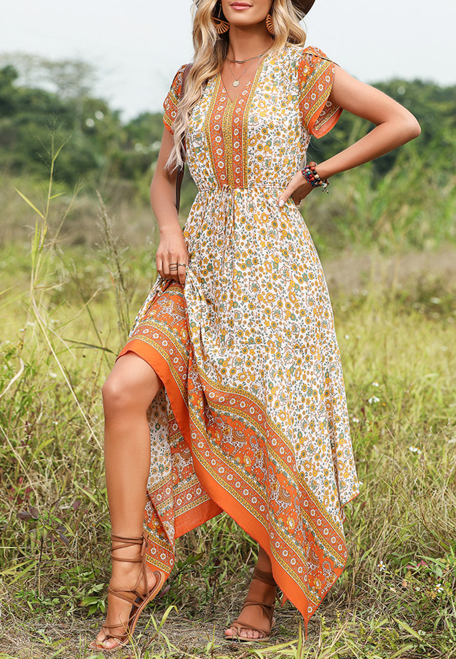 Boho Handkerchief Hem Dress